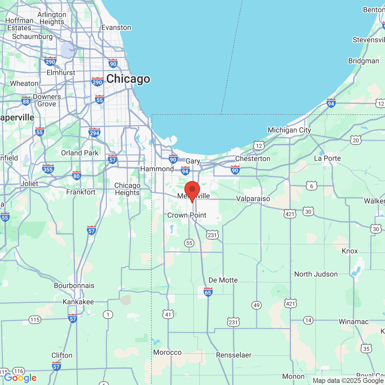 Google map image of our location in 303 W 89th Ave Merrillville, IN